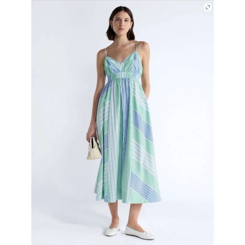 NWT Free Assembly Women’s Cotton Maxi Sundress Beach Vacation Cut Out Back SZ M